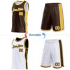 Custom Reversible Brown Gold-White Double Side Star Sublimation Basketball Suit Jersey