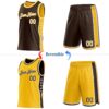 Custom Reversible Brown White-Gold Double Side Star Sublimation Basketball Suit Jersey