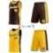 Custom Reversible Brown White-Gold Double Side Star Sublimation Basketball Suit Jersey