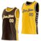Custom Reversible Brown White-Gold Double Side Star Sublimation Basketball Suit Jersey