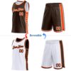 Custom Reversible Brown Orange-White Double Side Star Sublimation Basketball Suit Jersey
