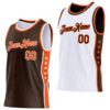 Custom Reversible Brown Orange-White Double Side Star Sublimation Basketball Suit Jersey