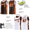 Custom Reversible Brown Orange-White Double Side Star Sublimation Basketball Suit Jersey