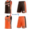 Custom Reversible Brown White-Orange Double Side Star Sublimation Basketball Suit Jersey