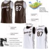 Custom Reversible Brown White Double Side Star Sublimation Basketball Suit Jersey