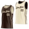 Custom Reversible Brown Cream Double Side Star Sublimation Basketball Suit Jersey