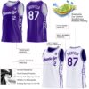 Custom Reversible Purple White Double Side Star Sublimation Basketball Suit Jersey