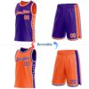 Custom Reversible Purple Orange-White Double Side Star Sublimation Basketball Suit Jersey