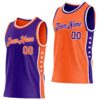 Custom Reversible Purple Orange-White Double Side Star Sublimation Basketball Suit Jersey