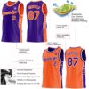 Custom Reversible Purple Orange-White Double Side Star Sublimation Basketball Suit Jersey