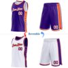 Custom Reversible Purple White-Orange Double Side Star Sublimation Basketball Suit Jersey