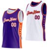 Custom Reversible Purple White-Orange Double Side Star Sublimation Basketball Suit Jersey