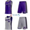 Custom Reversible Purple Black-Gray Double Side Star Sublimation Basketball Suit Jersey