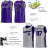 Custom Reversible Purple Black-Gray Double Side Star Sublimation Basketball Suit Jersey