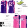 Custom Reversible Purple White-Pink Double Side Star Sublimation Basketball Suit Jersey