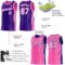 Custom Reversible Purple White-Pink Double Side Star Sublimation Basketball Suit Jersey