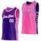 Custom Reversible Purple White-Pink Double Side Star Sublimation Basketball Suit Jersey