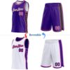 Custom Reversible Purple Pink White-Black Double Side Star Sublimation Basketball Suit Jersey
