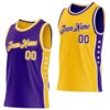 Custom Reversible Purple Gold-White Double Side Star Sublimation Basketball Suit Jersey