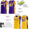 Custom Reversible Purple Gold-White Double Side Star Sublimation Basketball Suit Jersey