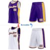Custom Reversible Purple White-Gold Double Side Star Sublimation Basketball Suit Jersey