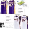 Custom Reversible Purple White-Gold Double Side Star Sublimation Basketball Suit Jersey