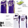 Custom Reversible Purple White-Old Gold Double Side Star Sublimation Basketball Suit Jersey