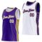 Custom Reversible Purple White-Old Gold Double Side Star Sublimation Basketball Suit Jersey