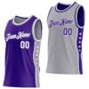 Custom Reversible Purple White-Gray Double Side Star Sublimation Basketball Suit Jersey