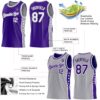 Custom Reversible Purple White-Gray Double Side Star Sublimation Basketball Suit Jersey