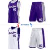 Custom Reversible Purple White-Gray Double Side Star Sublimation Basketball Suit Jersey