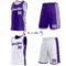 Custom Reversible Purple White-Gray Double Side Star Sublimation Basketball Suit Jersey