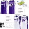 Custom Reversible Purple White-Gray Double Side Star Sublimation Basketball Suit Jersey