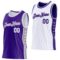 Custom Reversible Purple White-Gray Double Side Star Sublimation Basketball Suit Jersey