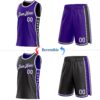 Custom Reversible Purple White-Black Double Side Star Sublimation Basketball Suit Jersey