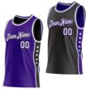 Custom Reversible Purple White-Black Double Side Star Sublimation Basketball Suit Jersey