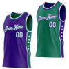 Custom Reversible Purple White-Kelly Green Double Side Star Sublimation Basketball Suit Jersey