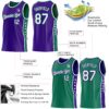 Custom Reversible Purple White-Kelly Green Double Side Star Sublimation Basketball Suit Jersey
