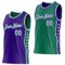 Custom Reversible Purple White-Kelly Green Double Side Star Sublimation Basketball Suit Jersey