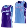 Custom Reversible Purple White-Lakes Blue Double Side Star Sublimation Basketball Suit Jersey