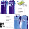 Custom Reversible Purple White-Lakes Blue Double Side Star Sublimation Basketball Suit Jersey