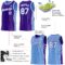 Custom Reversible Purple White-Lakes Blue Double Side Star Sublimation Basketball Suit Jersey
