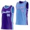 Custom Reversible Purple White-Lakes Blue Double Side Star Sublimation Basketball Suit Jersey