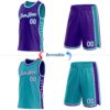 Custom Reversible Purple White-Teal Double Side Star Sublimation Basketball Suit Jersey