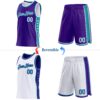 Custom Reversible Purple White-Teal Double Side Star Sublimation Basketball Suit Jersey