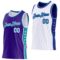 Custom Reversible Purple White-Teal Double Side Star Sublimation Basketball Suit Jersey