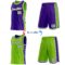 Custom Reversible Purple White-Neon Green Double Side Star Sublimation Basketball Suit Jersey