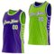 Custom Reversible Purple White-Neon Green Double Side Star Sublimation Basketball Suit Jersey