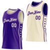 Custom Reversible Purple Cream Double Side Star Sublimation Basketball Suit Jersey