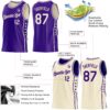 Custom Reversible Purple Cream Double Side Star Sublimation Basketball Suit Jersey